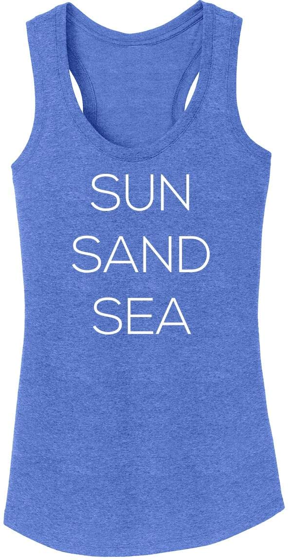 Funny Women's Sun & Sea Graphic Tri-Blend Tank Top - Beach Vacation, Summer Outfit, Casual Wear