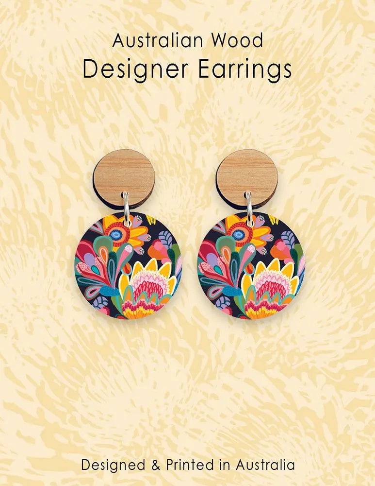 Fantasy Flora Australian Wooden Earrings - Handmade Boho Dangle Earrings for Women - Perfect for Festivals, Weddings & Everyday Boho Style