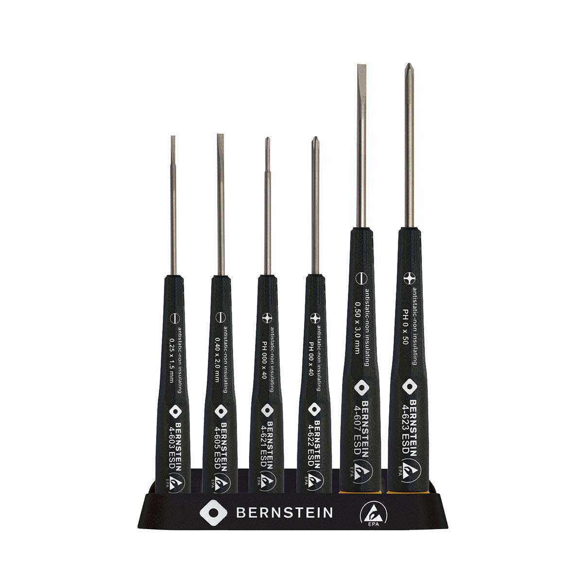 6-Piece Amber ESD Screwdriver Set with ESD Tool Holder - Anti-Static Electronics Repair Kit for Computer, Phone & Circuit Board Maintenance