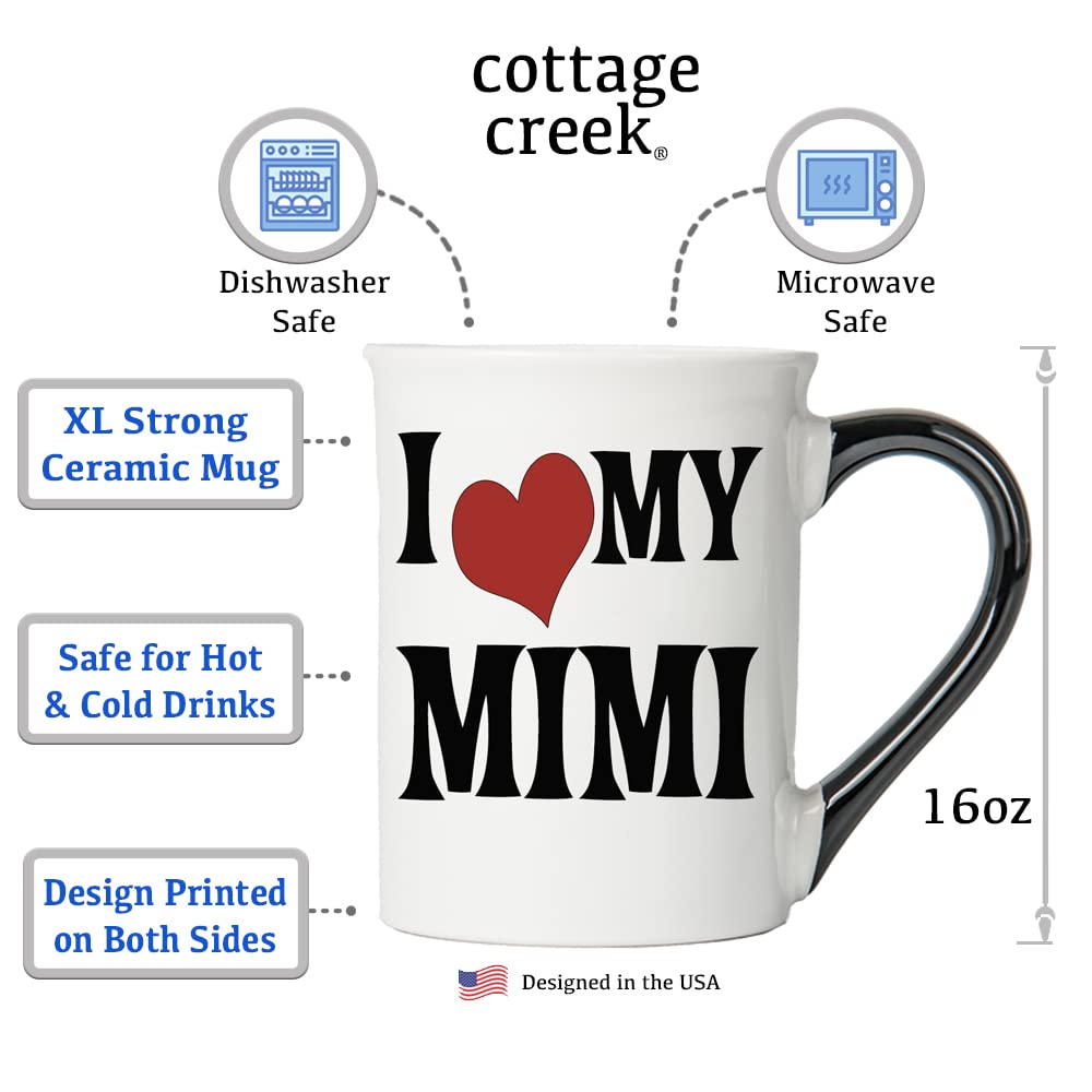 I Love My Mimi Ceramic Coffee Mug - 16 oz Black & White Grandma Gift Boxed Tea Cup for Nana, Perfect Baby Shower Gift for Grandparents | Ideal for Morning Coffee, Afternoon Tea & Heartwarming Gifts