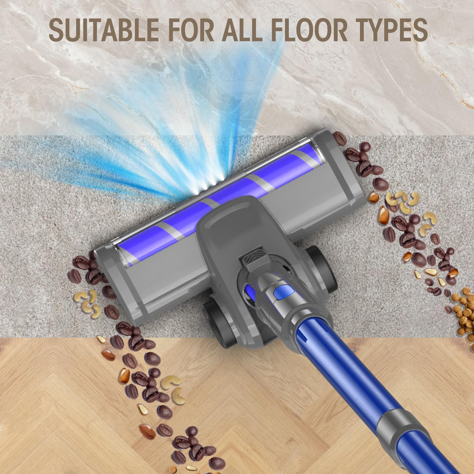 Powerful 33KPa/400W Cordless Stick Vacuum Cleaner with 45Min Detachable Battery - 6-in-1 Lightweight Vacuum for Hardwood Floors, Pet Hair & Carpets | Perfect for Home Cleaning & Pet Owners
