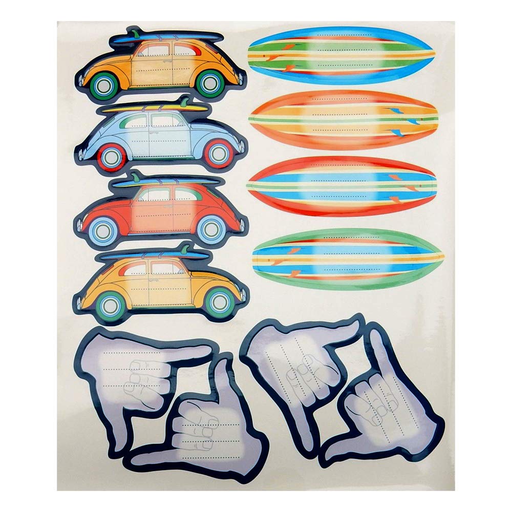 Surfboard Growth Chart for Kids - 12 Moveable Height Stickers - Measures Up to 5 Feet Tall - Perfect for Beach Themed Bedrooms & Nursery Decor
