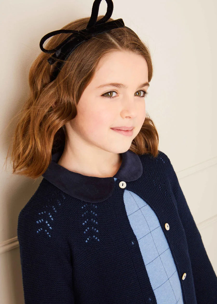 Navy Openwork Cardigan for Kids (6 Months - 10 Years) | Lightweight Knit Sweater for Boys & Girls | Perfect for Spring, Fall & Layering Outfits