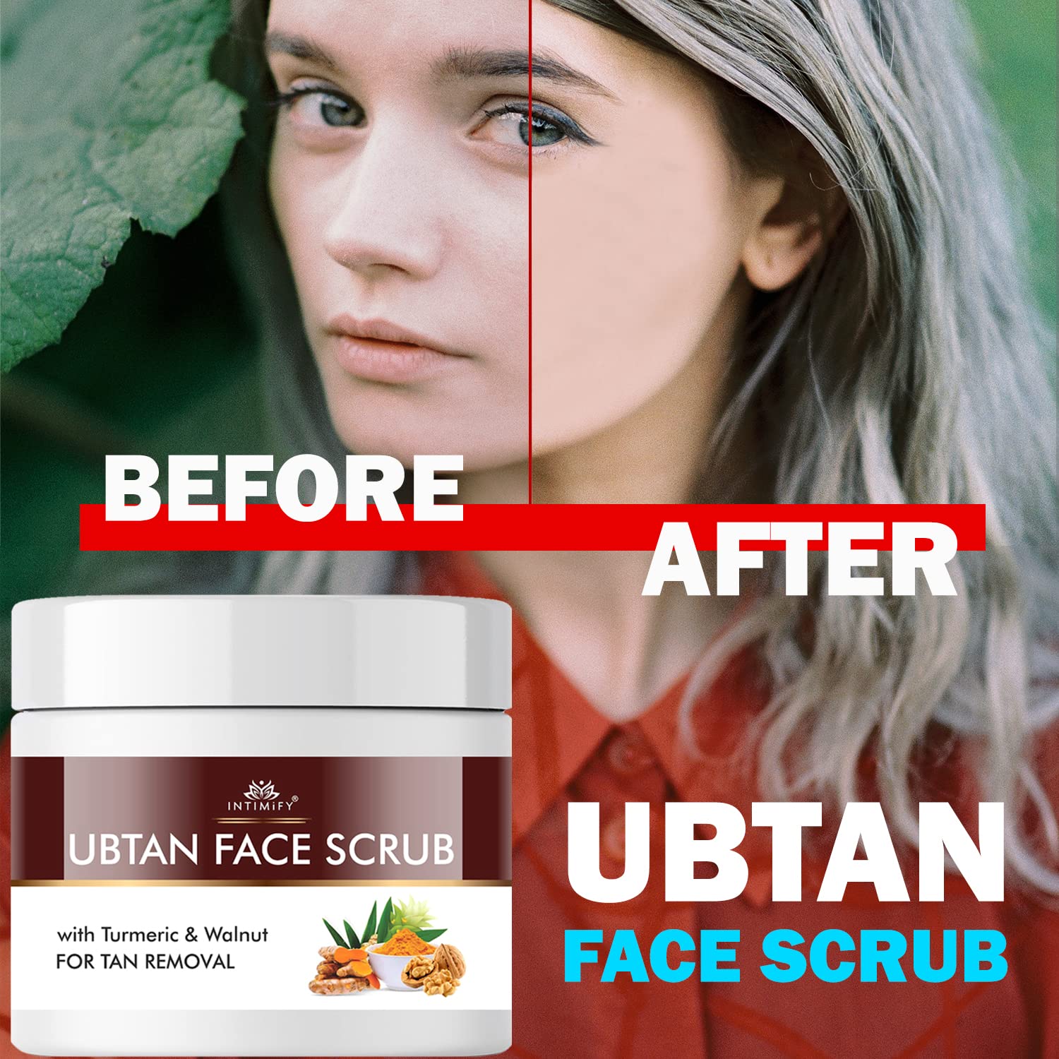 INTIMIFY Ubtan Face Scrub for Women - Walnut & Turmeric Exfoliator for Glowing Skin, Brightening, Tan Removal - Treats Oily & Dry Skin (100ml) - Perfect for Daily Skincare Routine & Bridal Prep