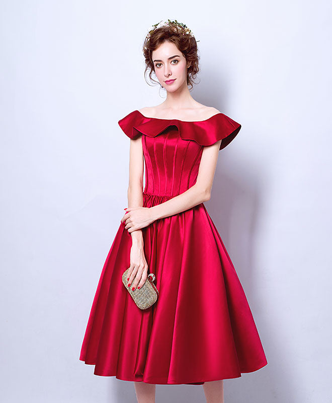 Elegant Burgundy Satin Short Prom Dress for Women - Sexy Homecoming Evening Gown for Party, Dinner Date & Special Occasions