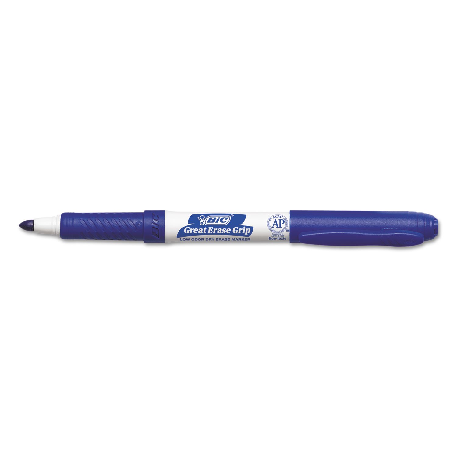 BIC GDE11BE Dry Erase Markers - 12 Pack, Low Odor, Fine Point Whiteboard Markers for Office, Classroom & Home Use - Great Erase Grip for Smooth Writing & Easy Cleaning