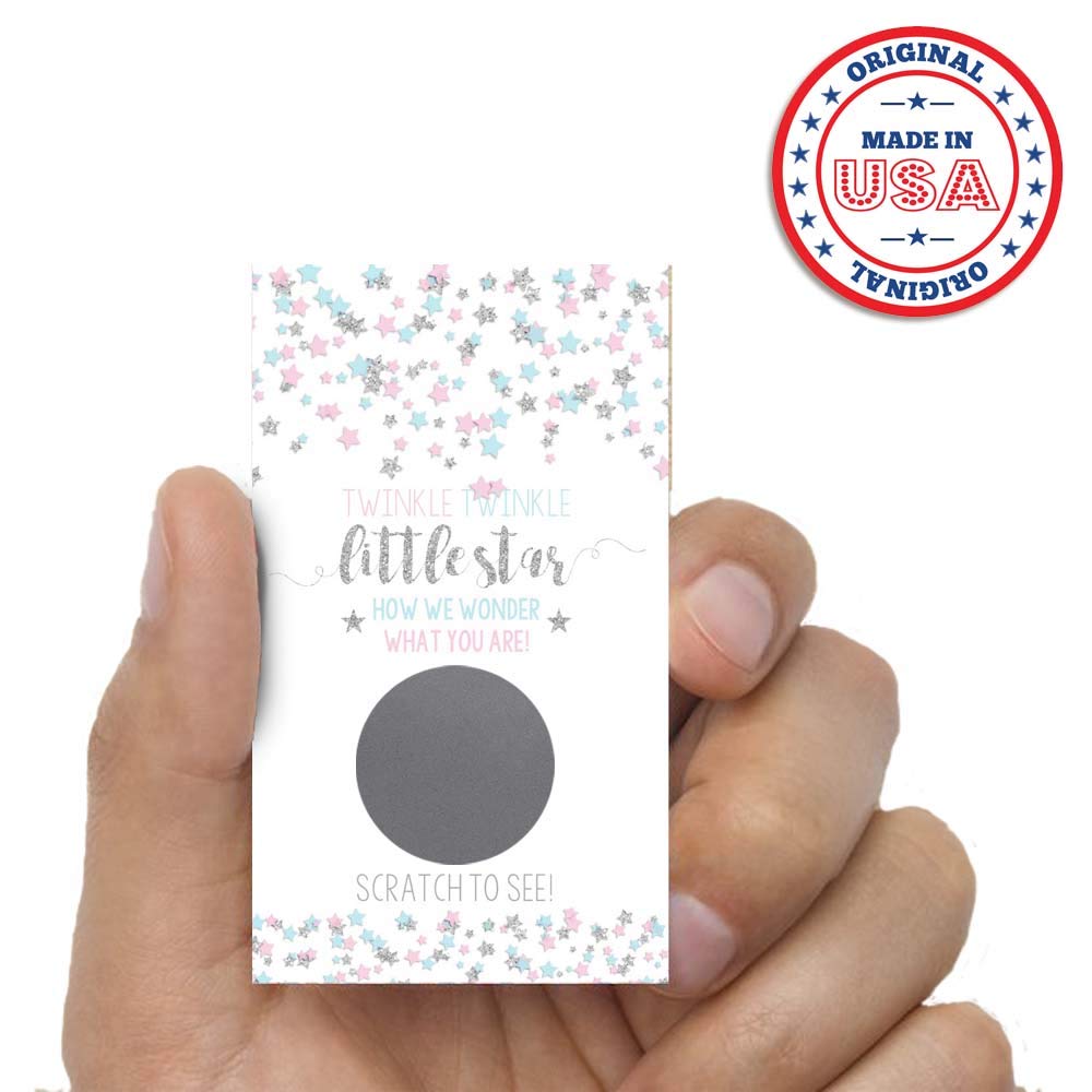 Twinkle Twinkle Little Star Gender Reveal Scratch Off Cards - 20 Pack (2