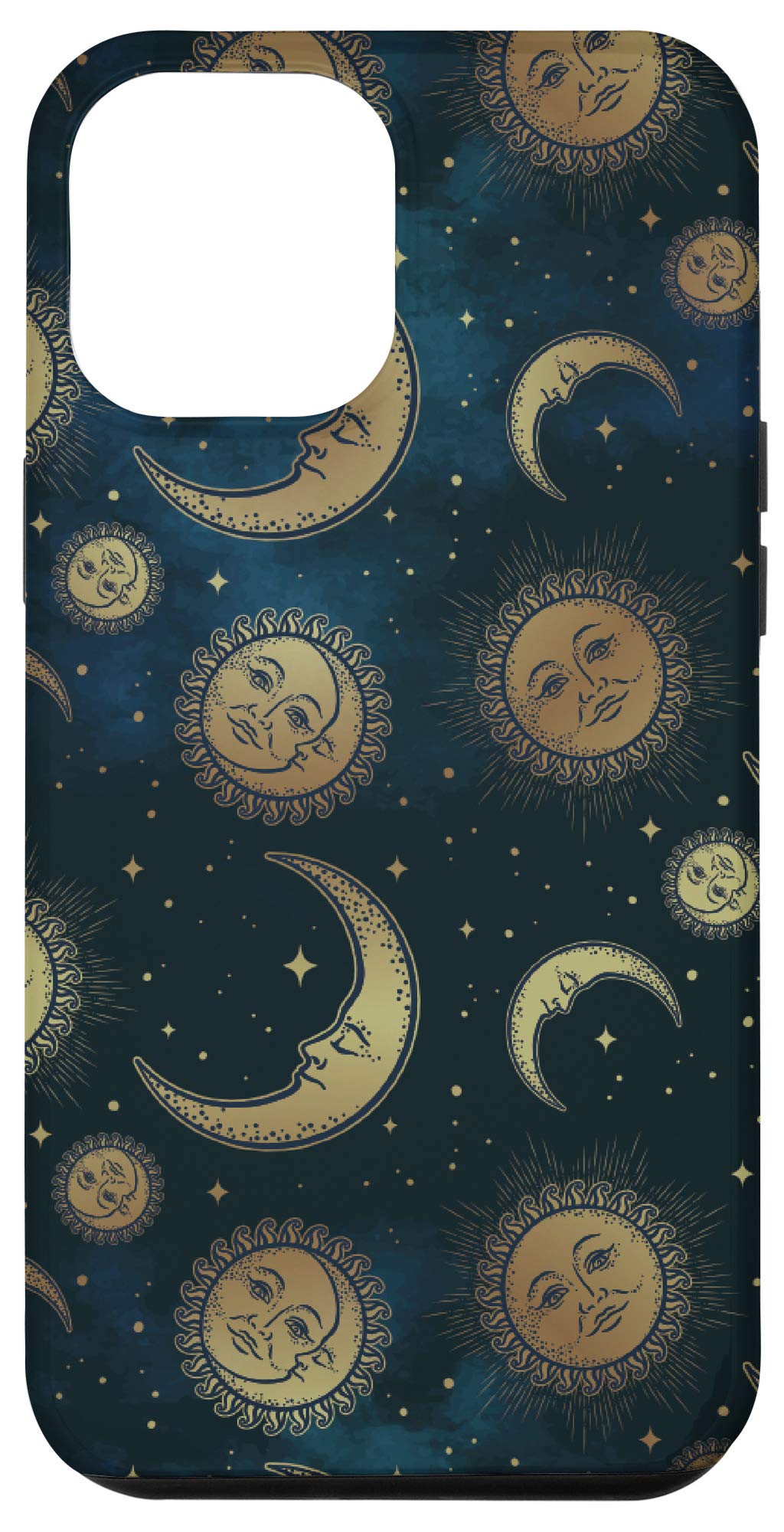iPhone 12 Pro Max Vintage Celestial Case - Sun Moon Stars Design | Protective Phone Cover for Night Sky Lovers & Astronomy Enthusiasts