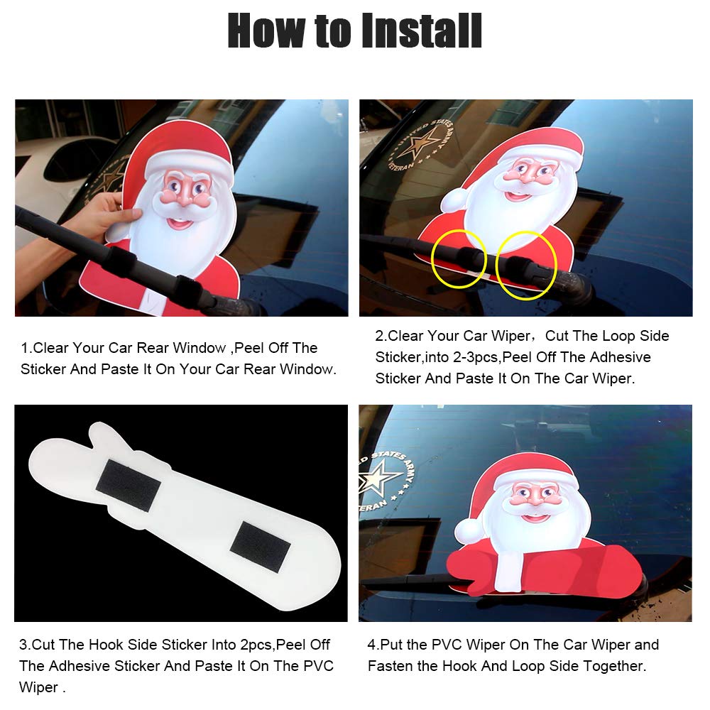 Funny Christmas Elf Waving Arm Car Wiper Decal - Waterproof Rear Windshield Wiper Blade Sticker for Cars (Short Hat Elf) | Holiday Car Decoration & Seasonal Auto Accessories