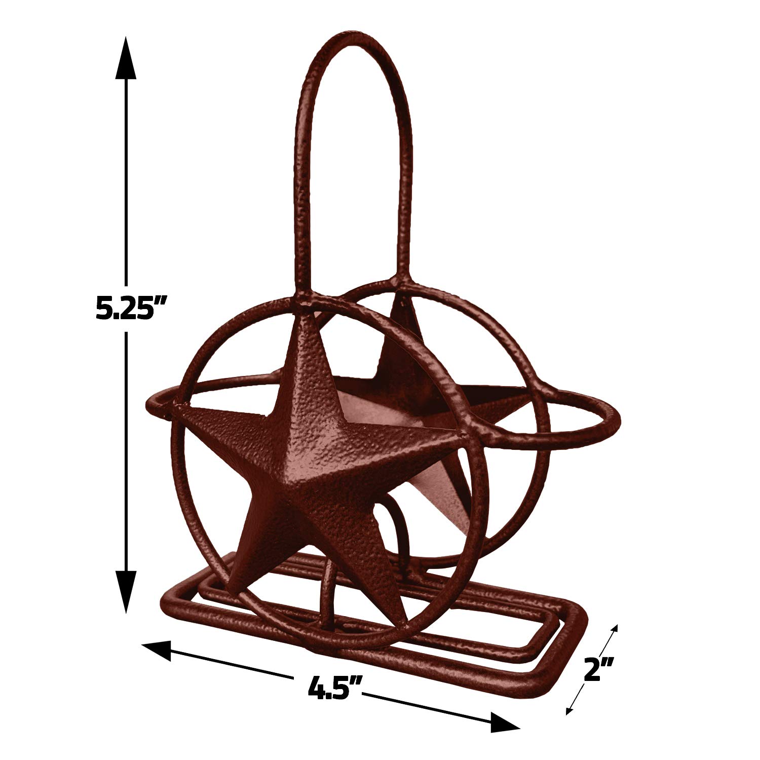 Rustic Texas Star Iron Paper Towel Holder, Napkin Holder & Salt Pepper Shakers Set - Farmhouse Kitchen Counter Accessories for Country Style Decor - Perfect for Kitchen, Dining Room, and Farmhouse Themed Spaces