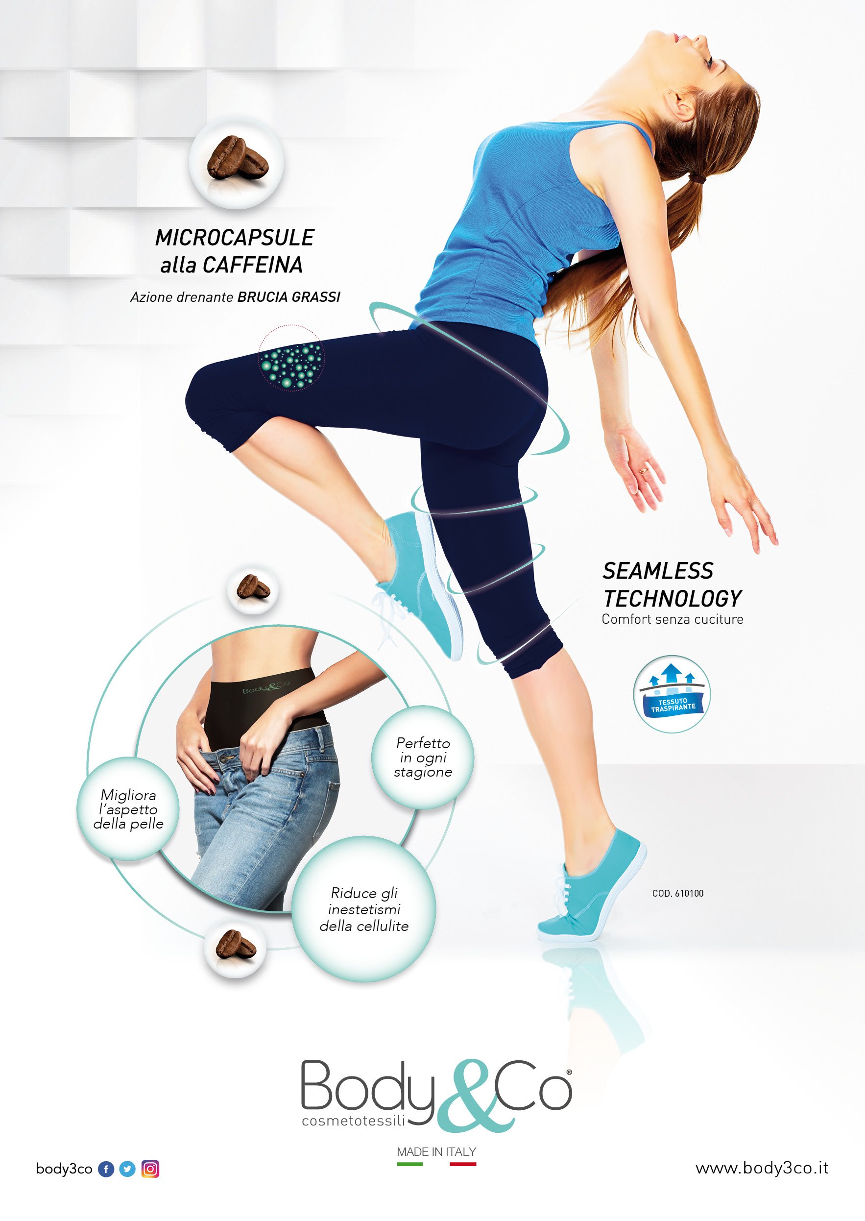 Body & Co Slimming Sporty Capri Pants with Micro-Encapsulation Technology - Perfect for Yoga, Gym & Everyday Comfort