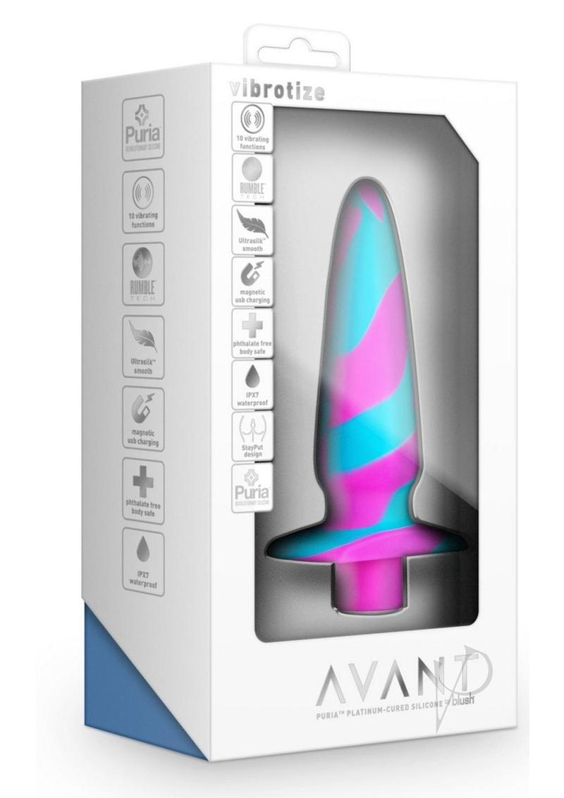 Avant Vibrotize Rechargeable Silicone Anal Plug - Waterproof & Remote Control - Fuchsia/Turquoise - Perfect for Couples Play & Solo Exploration