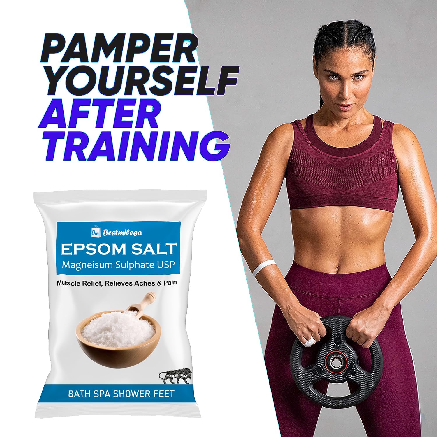 Premium Epsom Salt for Pain Relief - Magnesium Sulfate Bath Crystals for Foot Soak, Muscle Relaxation & Stress Relief (1kg) - Perfect for Post-Workout Recovery, Spa Day & Relaxing Baths