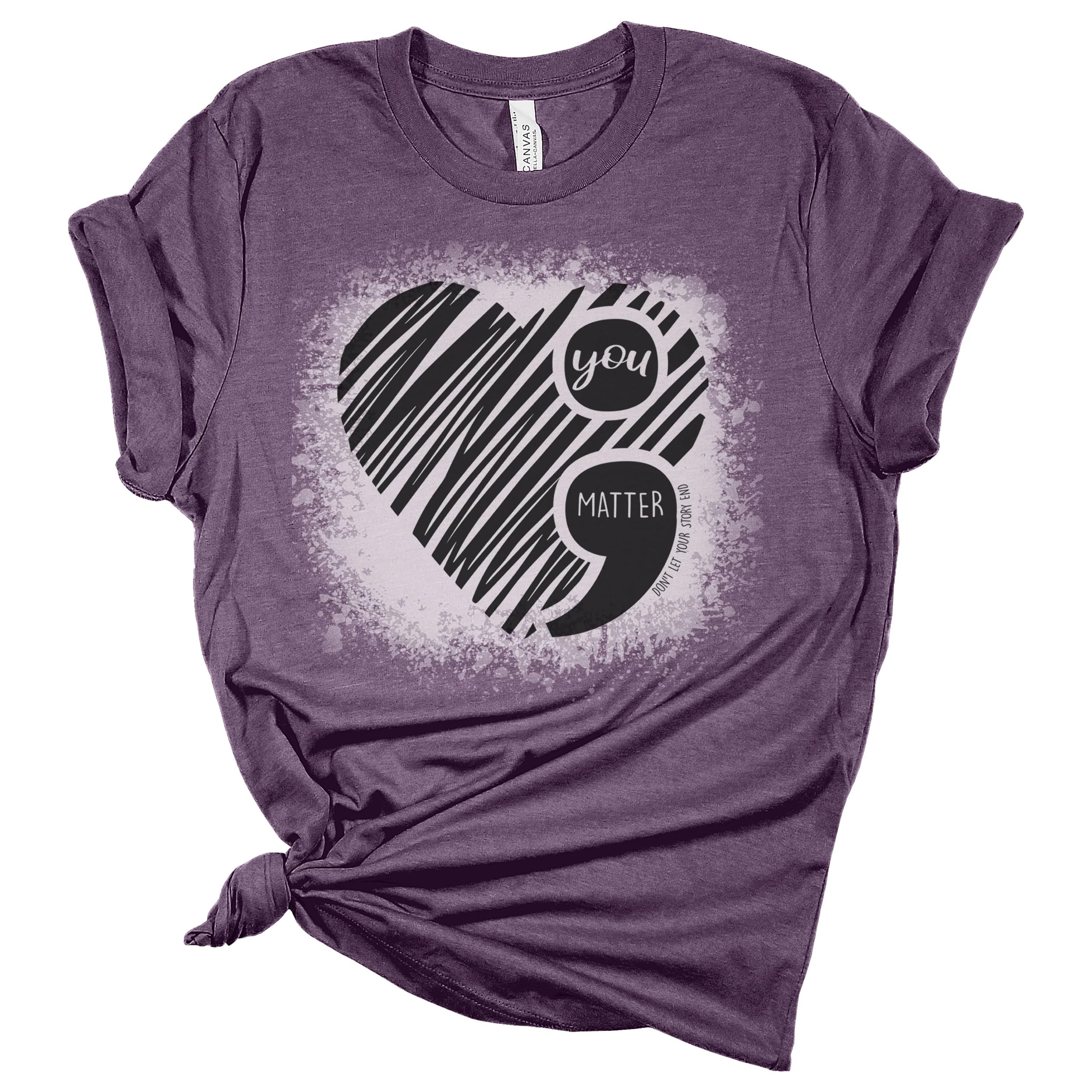 Suicide Prevention T-Shirt - 'You Matter' Mental Health Awareness Shirt with Semicolon Design | Inspirational Graphic Tee for Women & Teens | Wear for Support Groups, Awareness Events & Daily Encouragement