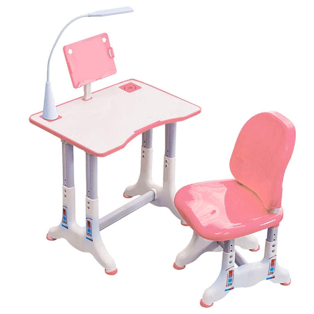 LXTIN Kids Study Desk and Chair Set - Adjustable Height, Multifunctional Learning Table with Book Stand - Perfect for Homework, Reading & Online Classes in Bedroom or Study Room