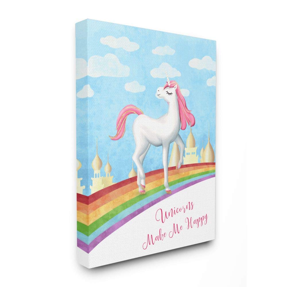 Stupell Industries Unicorns Make Me Happy Rainbow Wall Art Canvas - 36