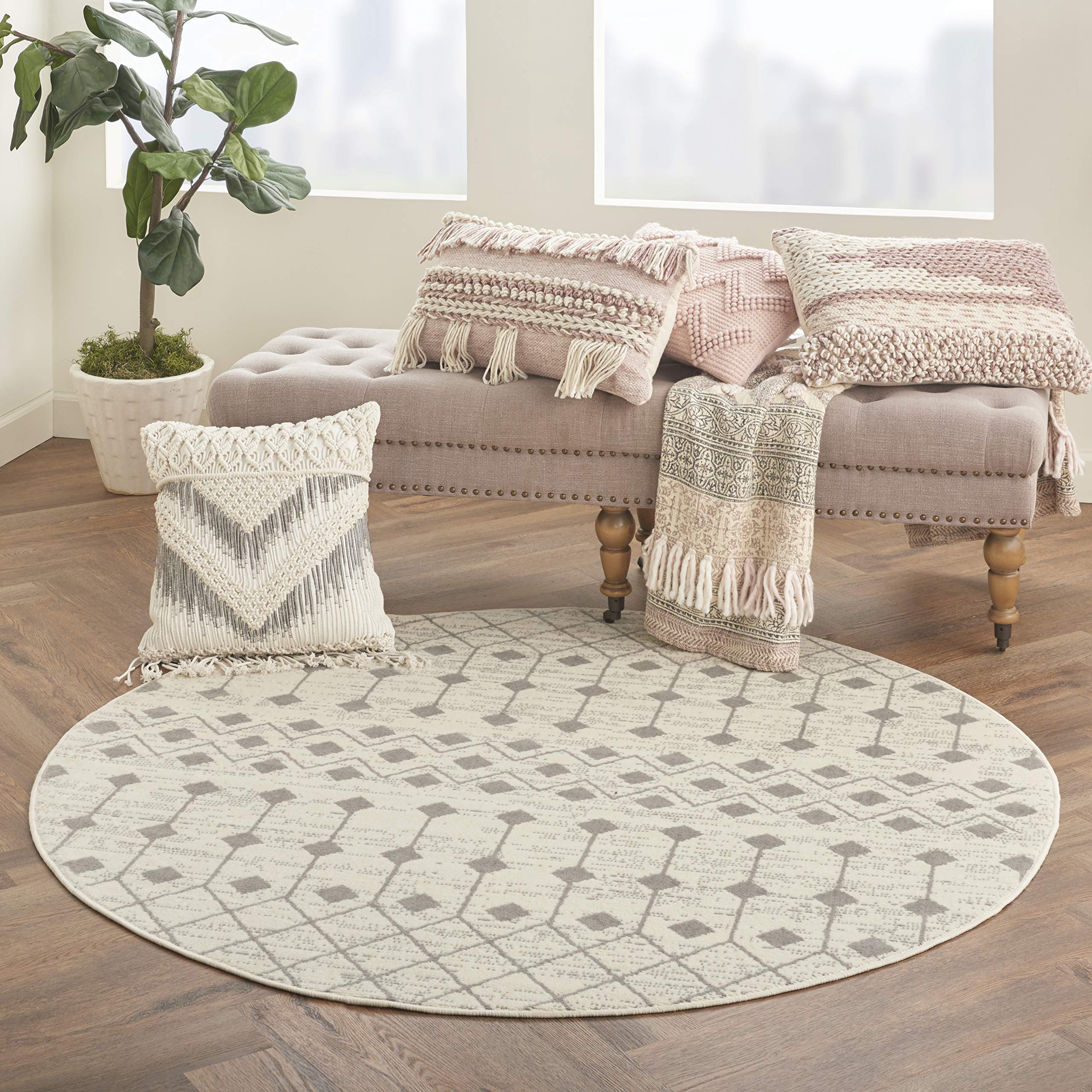 Nourison Grafix Moroccan Ivory/Grey 5'3