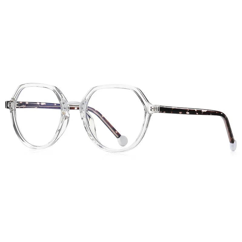 CCspace Unisex Full Rim Flat Top Round TR90 Titanium Eyeglasses 57322 - Lightweight & Durable Glasses for Work, Reading & Fashion