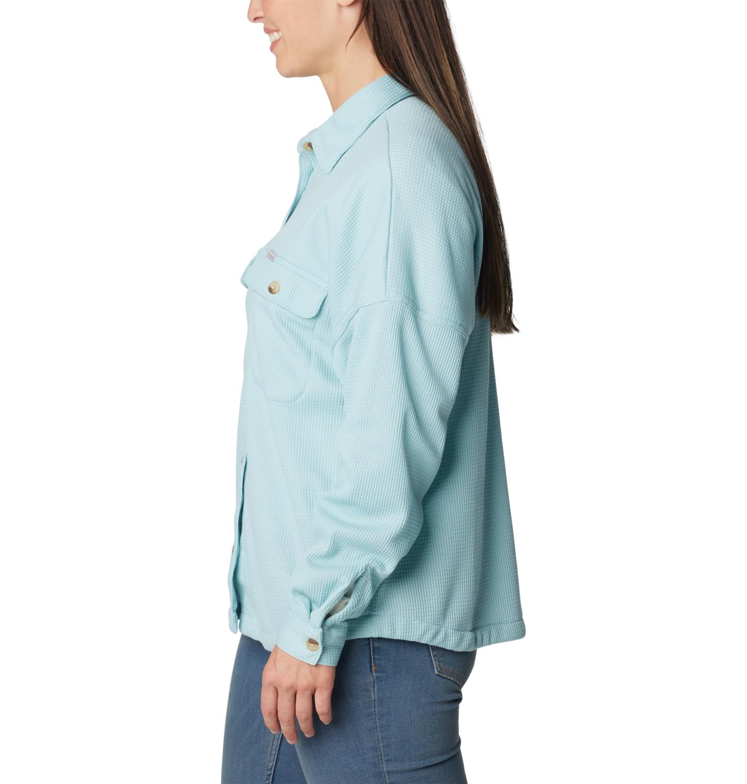 Columbia Women's Holly Hideaway Waffle Shirt Jacket - Lightweight Fleece-Lined Long Sleeve Button-Up for Hiking, Camping & Outdoor Adventures