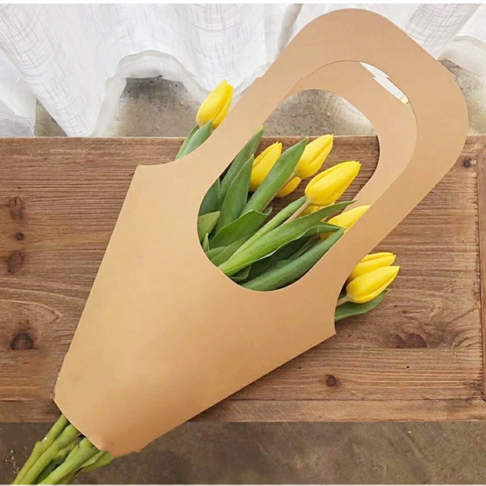 20pcs Kraft Paper Flower Gift Bags with Handles - Small Size Bouquet Wrapping Bags for Wedding, Baby Shower & Home Decoration - Eco-Friendly Gift Packaging for Parties & Events