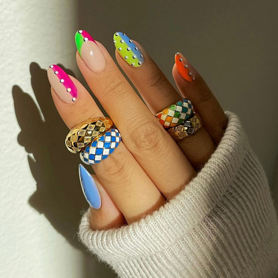 Checker Rings - Blue Set of 2 | Stylish Statement Jewelry for Women | Perfect for Parties, Weddings & Everyday Fashion