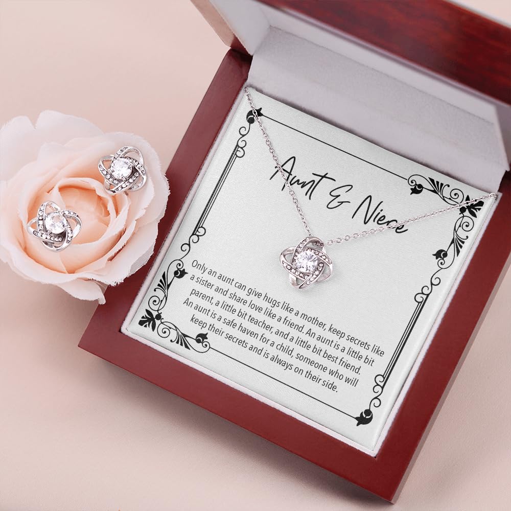 Thoughtful Aunt Gift Ideas - Elegant Women's Pendant Necklaces with Personalized Message Cards in Mahogany Luxury Gift Box with LED Light | Perfect for Birthday, Anniversary, Mother's Day & Special Occasions