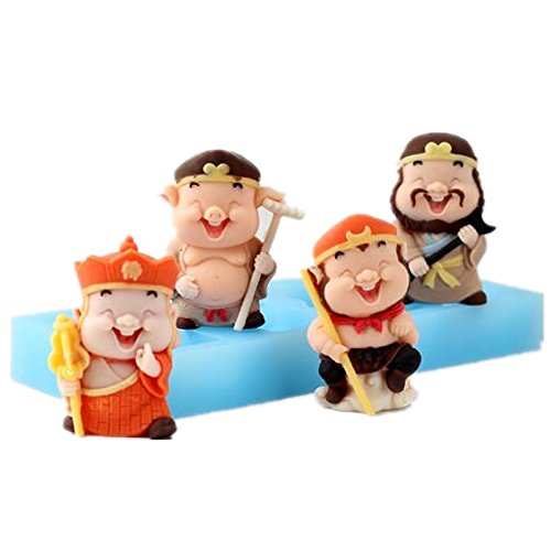 Journey to The West Character Silicone Molds - Monkey King, Pigsy & Sandy Cake Decorating, Fondant, Chocolate, Resin, Polymer Clay & Soap DIY Craft Molds for Home Baking & Party Decorations