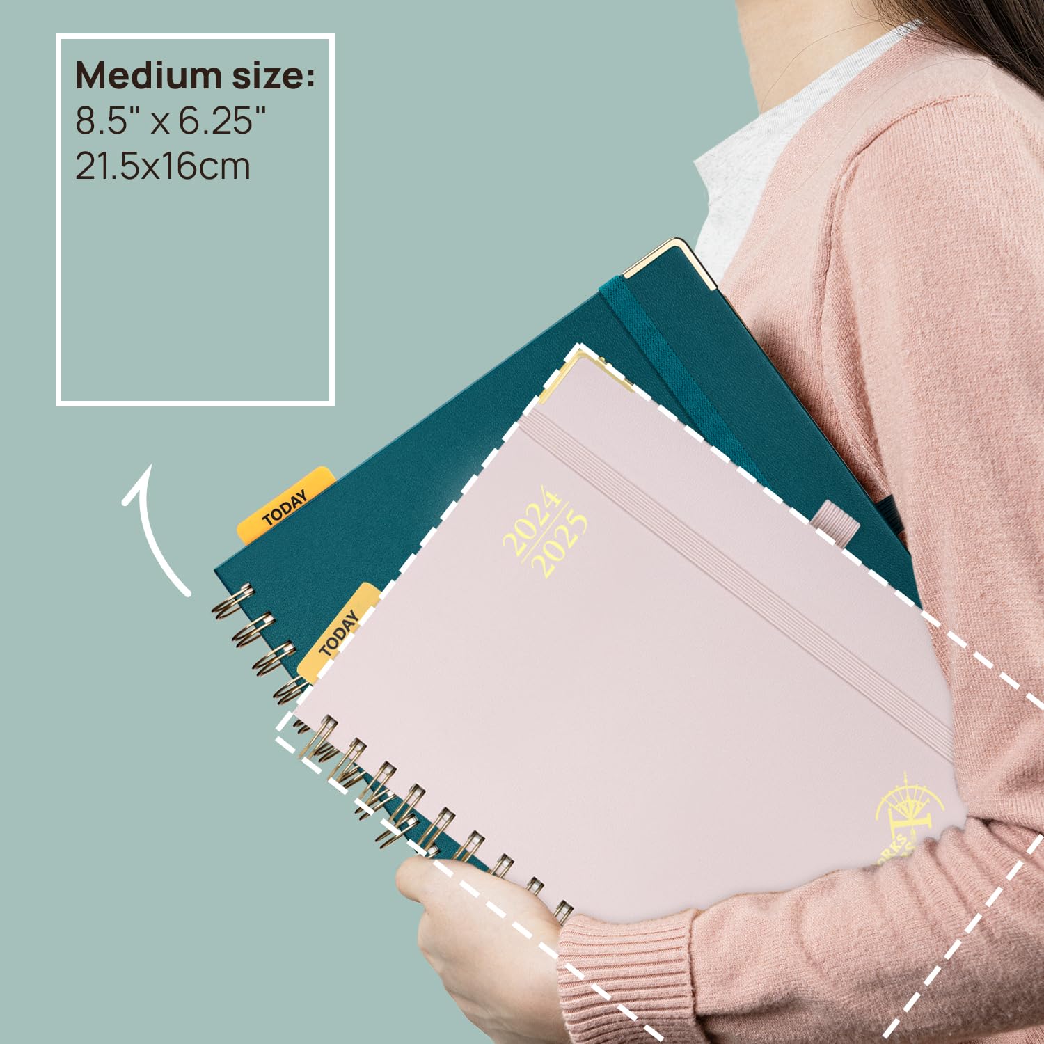 POPRUN 2024-2025 Monthly Planner - 18 Month Spiral Bound Calendar (July 2024 to December 2025) - 6.25