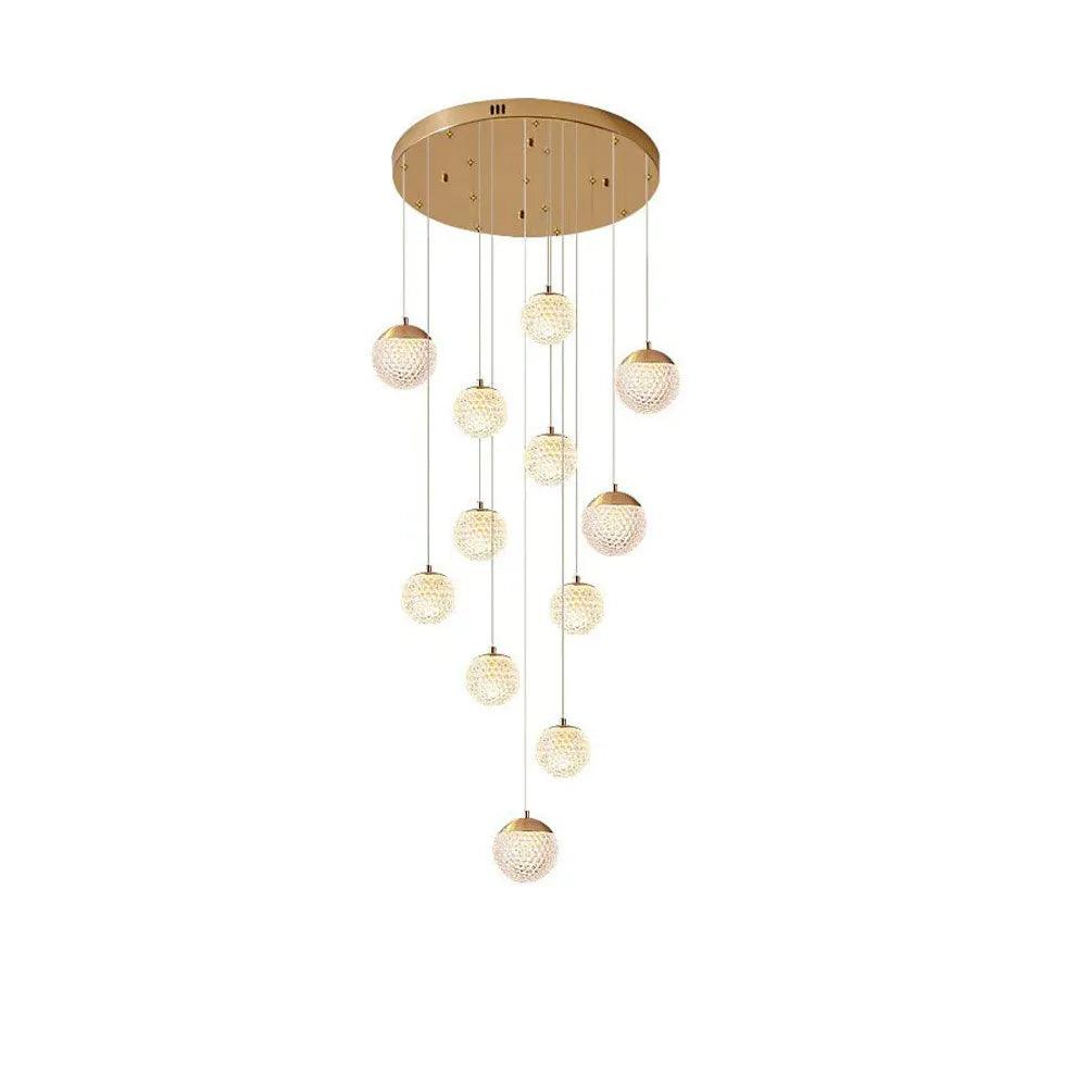 Modern Spherical Multi-Head Crystal Chandelier - Luxury Hallway Pendant Light Fixture for Foyer, Dining Room & Staircase Lighting