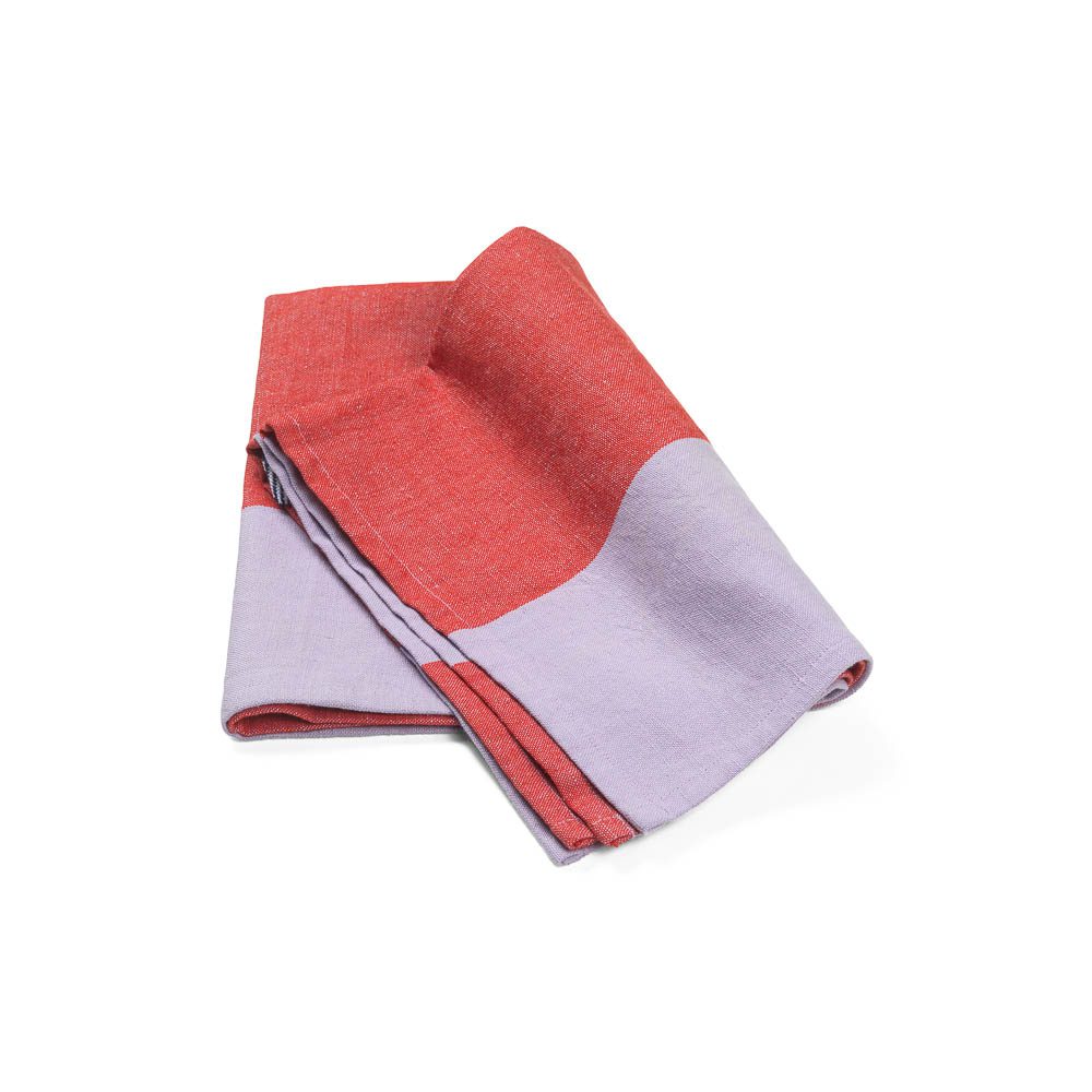 FERM LIVING Hale Kitchen Tea Towel - Absorbent Cotton Dish Towel Set, Red & Lilac for Drying Dishes, Cleaning Countertops & Stylish Kitchen Decor