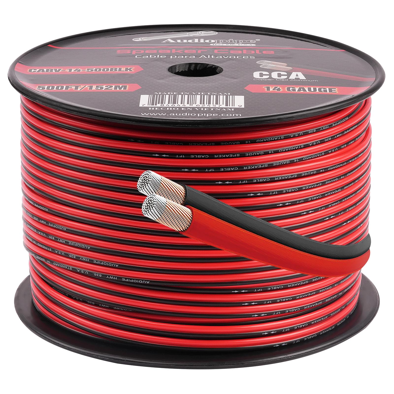 500FT 14AWG Speaker Cable - High Performance Oxygen-Free Copper Audio Wire for Home Theater, Studio & Outdoor Sound Systems (CABV 14 500BLK) - Perfect for Surround Sound, PA Systems & Professional Installations