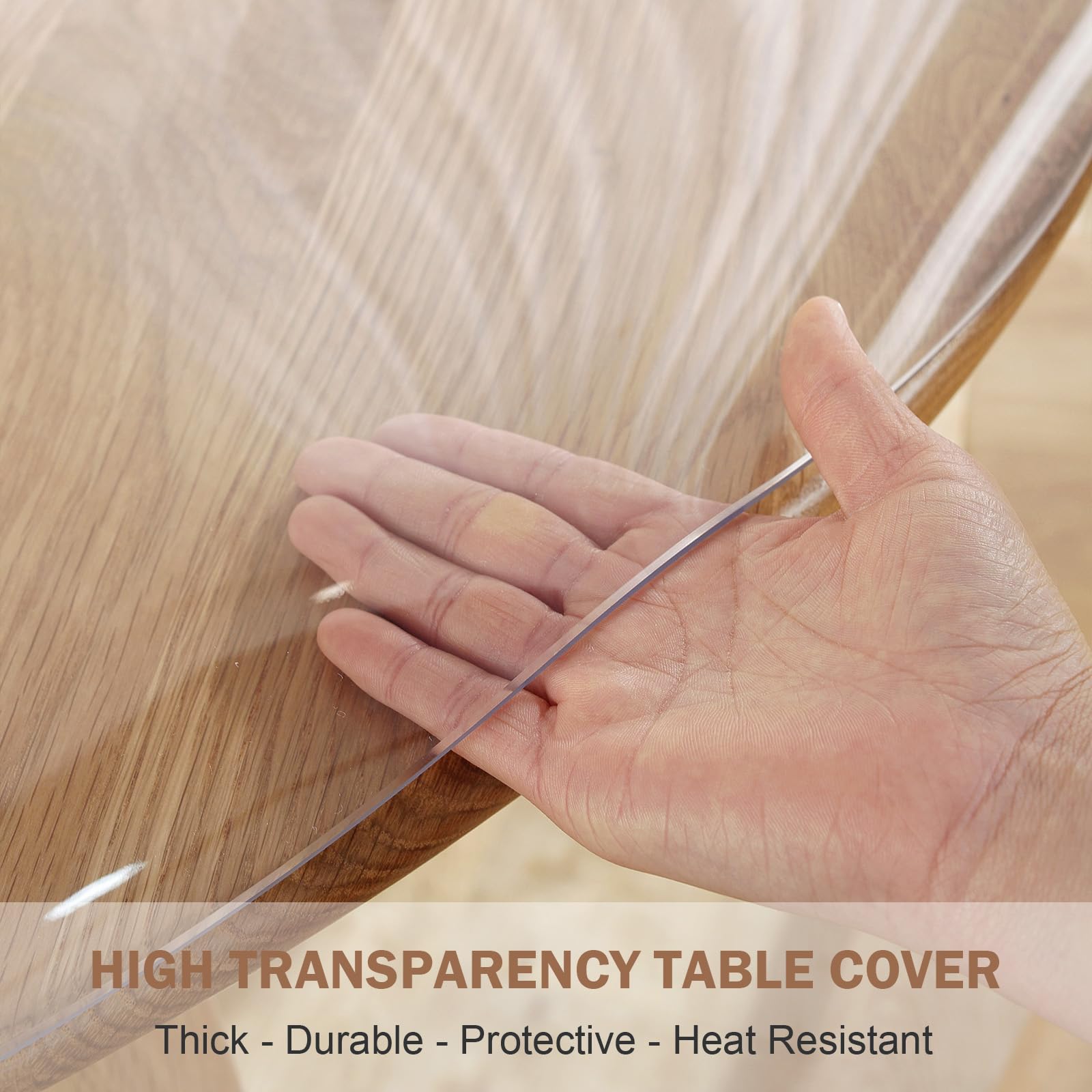 2mm Thick Clear Round PVC Table Protector Pad - 24 Inch Diameter Plastic Table Cover for Kitchen Countertop, Coffee Table, Dining Table - Scratch & Heat Resistant Surface Protection