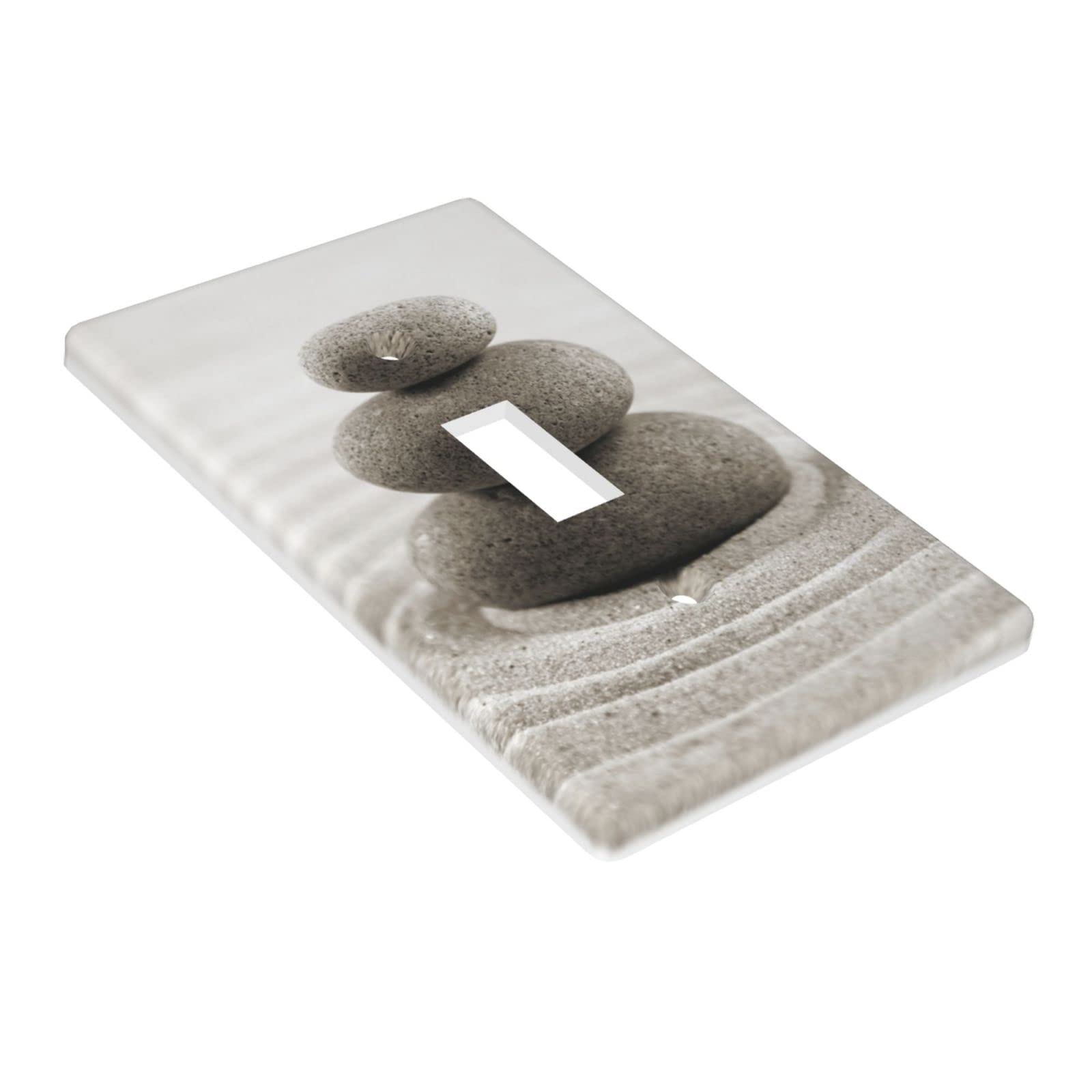 Decorative Gray Stone Single Light Switch Cover Plate - 1 Gang Toggle Wall Plate (4.5