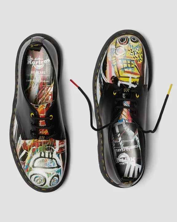 Dr. Martens 1461 Basquiat Black & Multi Dustheads Oxford Shoes - Unisex Leather Sneakers for Casual Wear, Street Style & Art Enthusiasts