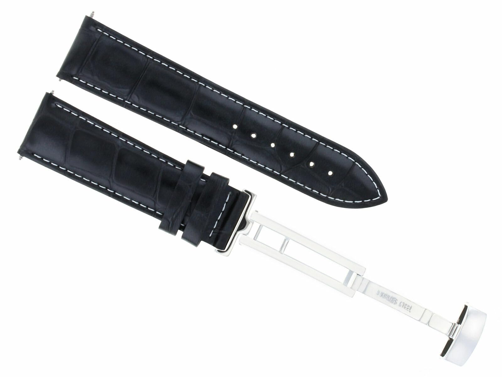 19mm & 16mm Genuine Leather Watch Band Strap - Compatible with Breguet Watches - Black Deployment Clasp Replacement - Perfect for Business, Formal Occasions & Everyday Wear