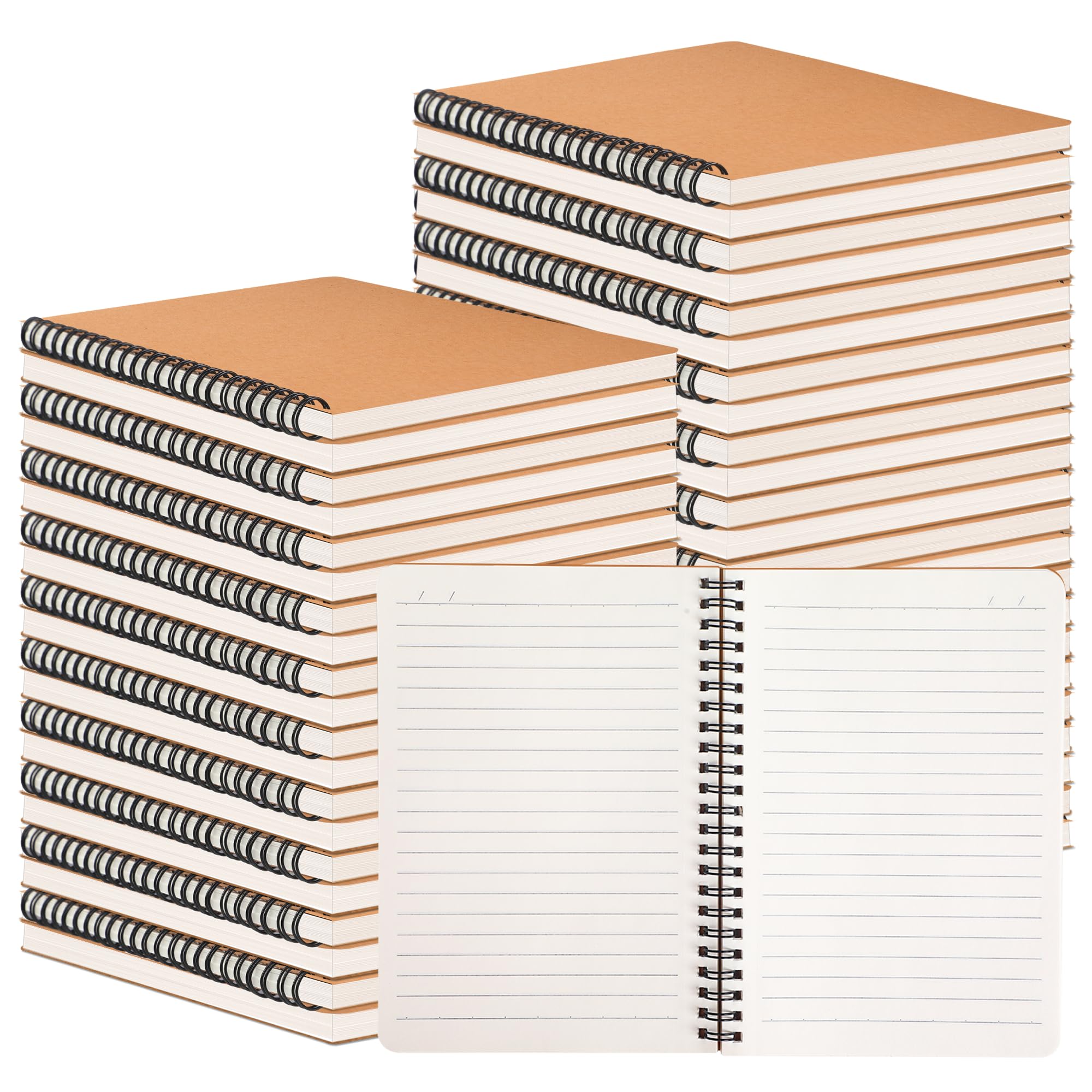 Miikoul 100-Pack A5 Spiral Notebooks - Kraft Paper Cover, 8.3