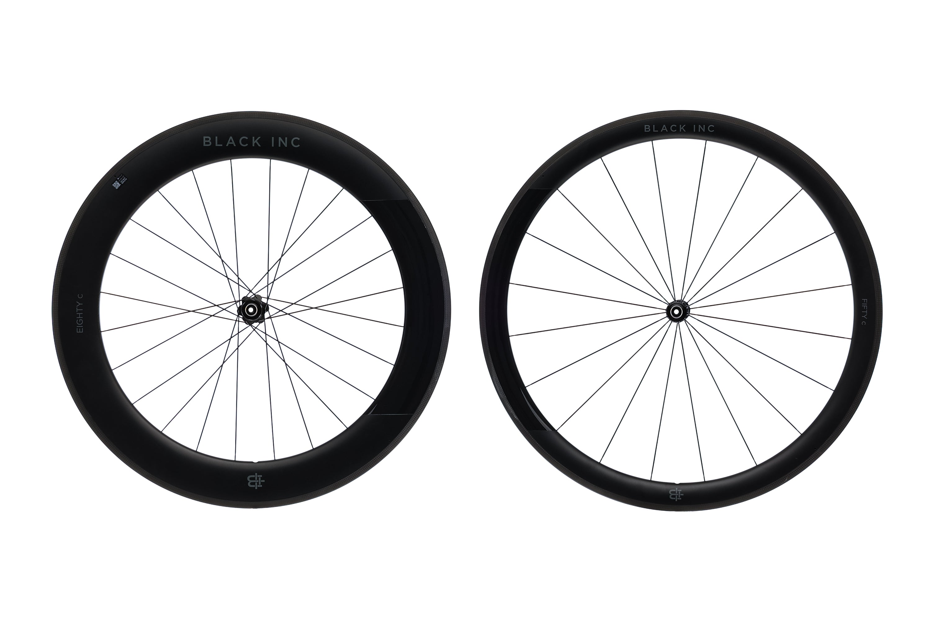 Black Inc Fifty/Eighty Carbon Clincher 700c Wheelset - Lightweight Road Bike Wheels for Racing & Performance Cycling | Perfect for Triathlons & Competitive Road Races