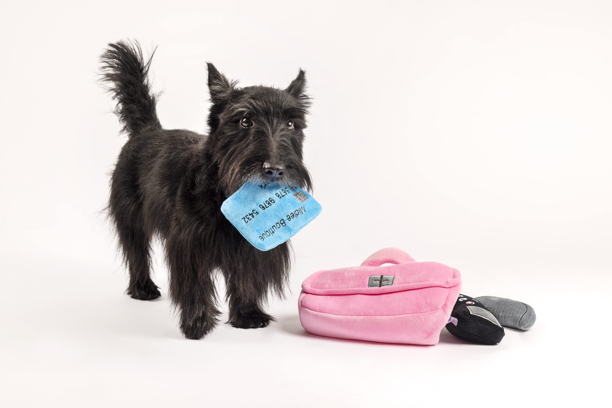 Midlee Plush Purse Find-a-Toy Interactive Dog Chew Toy - 9 Inch Cute Squeaky Puppy Toy for Small & Medium Dogs - Perfect for Training, Playtime & Anxiety Relief