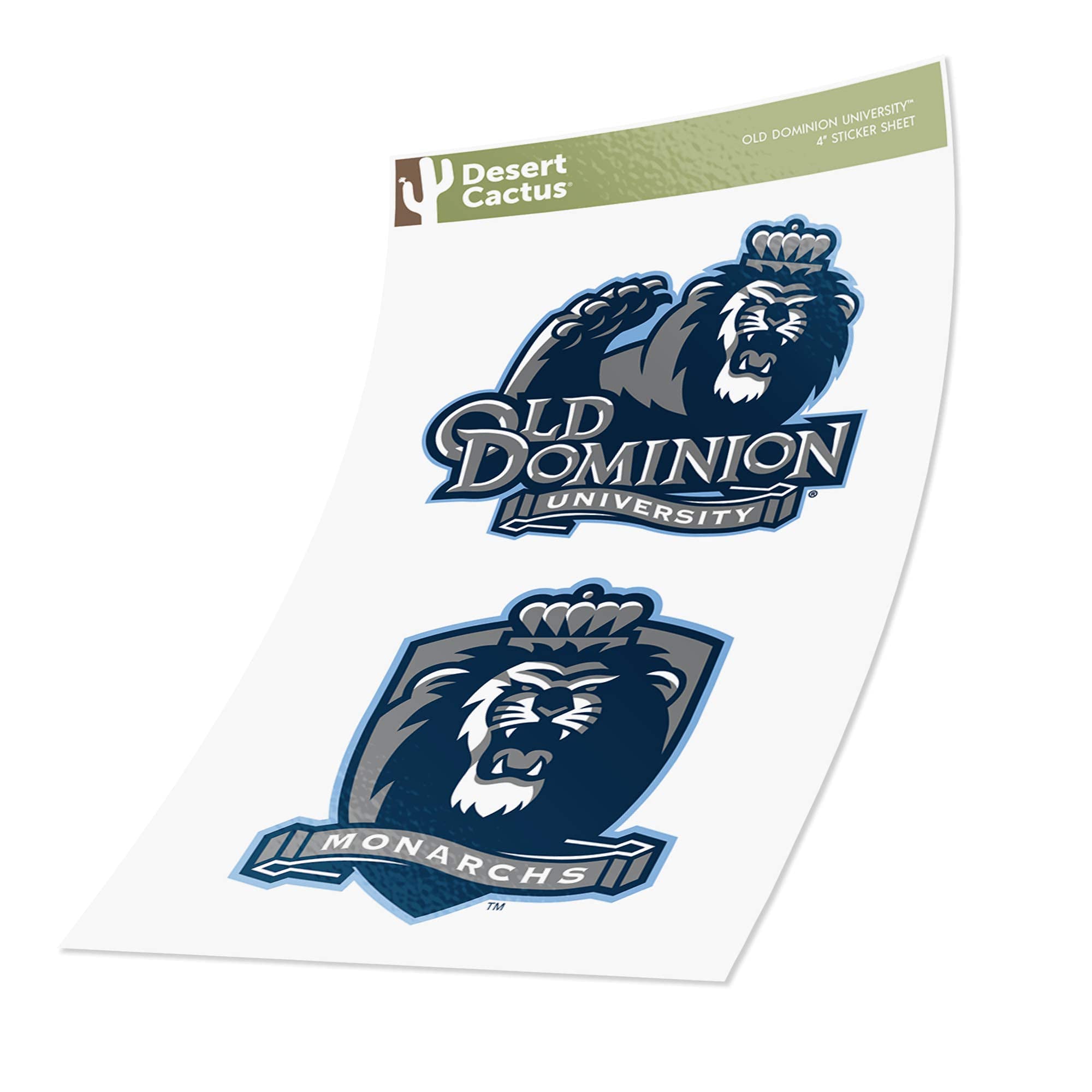 ODU Monarchs Vinyl Decal Sticker Set - 4 Inch Desert Cactus Design for Laptop, Water Bottle, Car & Scrapbook | Old Dominion University Merchandise | Perfect for College Students, Alumni & Fans