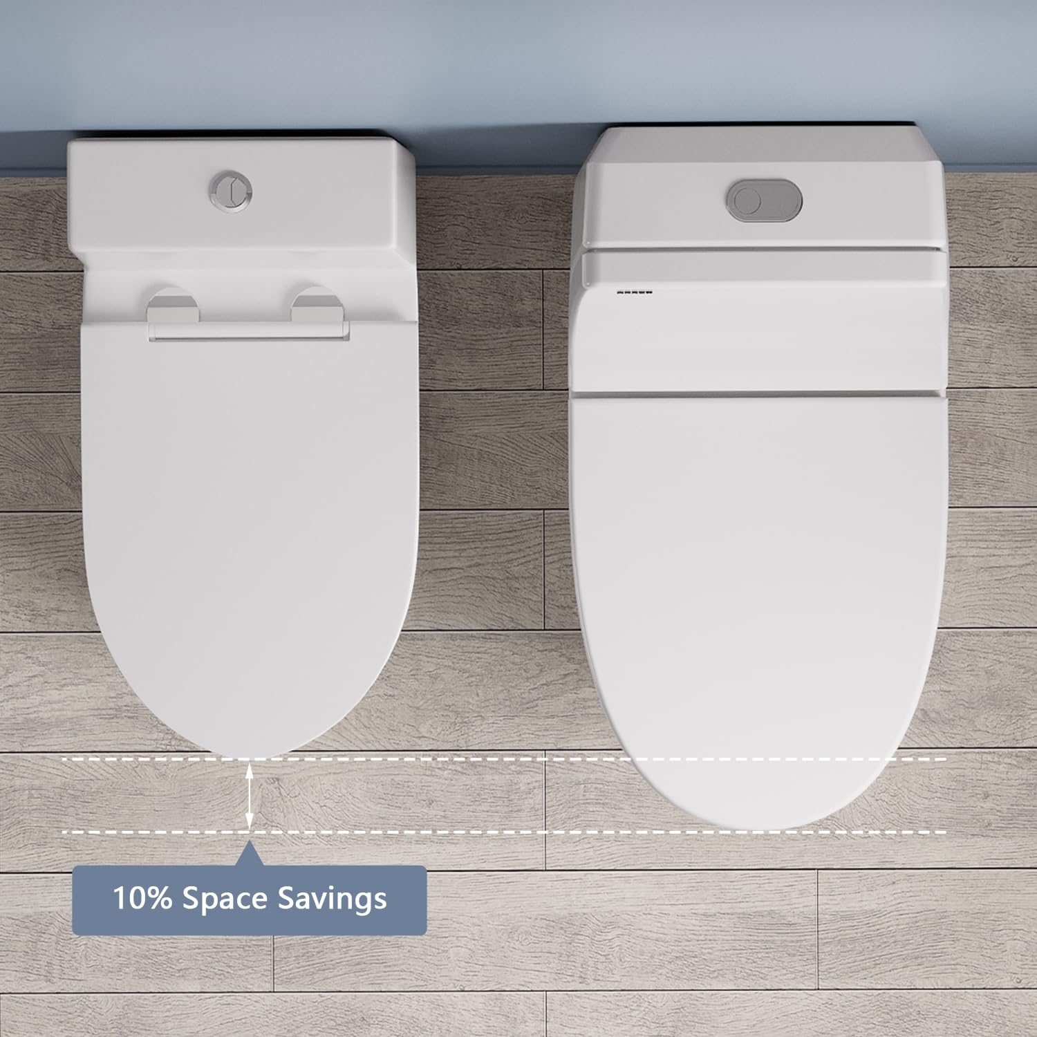 DeerValley DV-1F0250 Compact One Piece Toilet - Space Saving Dual Flush (0.8/1.28 GPF) with Comfort Chair Height for Small Bathrooms - Powerful & Quiet Flush System (MAP 900g) - Ideal for Apartments, Tiny Homes & Powder Rooms