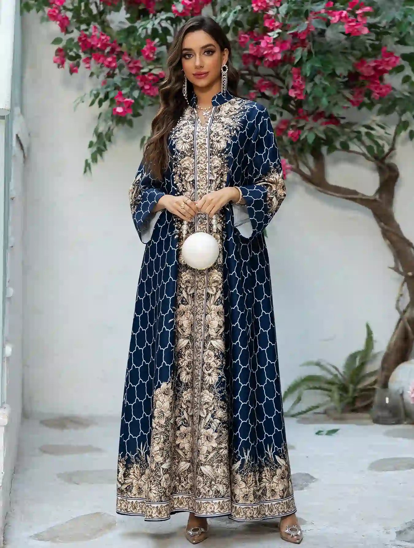 Elegant Hotfix Rhinestone Caftan Dress for Women - Beaded Eid Party Wear, Wedding Guest Outfit, Summer Beach Cover Up, Boho Maxi Dress #25446