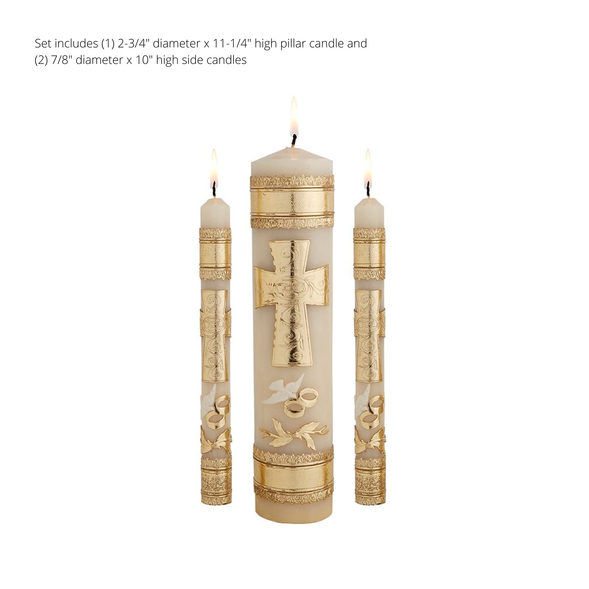 Needzo Elegant Gold Tone Wedding Unity Candle Set - 3 Piece Ceremonial Candles for Marriage Vows, Reception Centerpiece & Romantic Decor | Perfect for Wedding Ceremonies, Anniversaries & Special Occasions