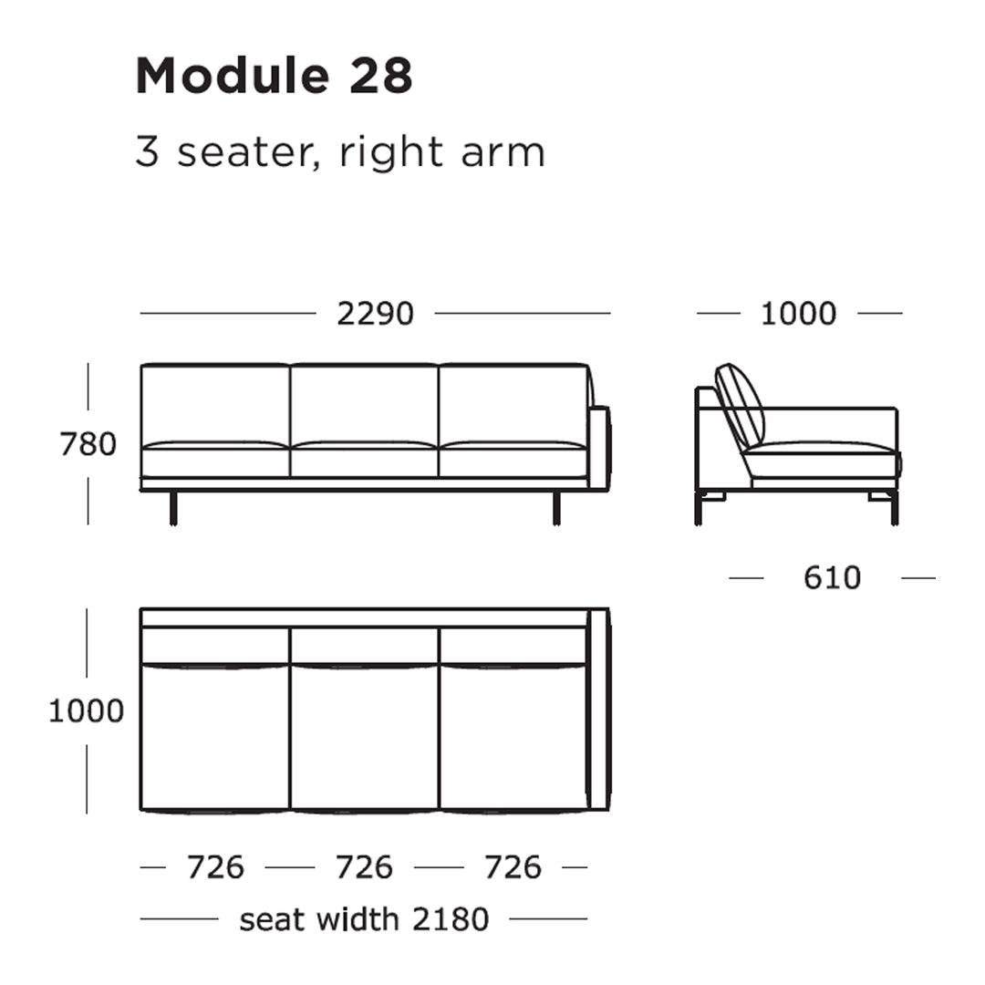 Modular Sofa Set - Edge V1 Contemporary Sectional Couch with 25 & 32 Inch Modules for Living Room, Lounge & Office Spaces