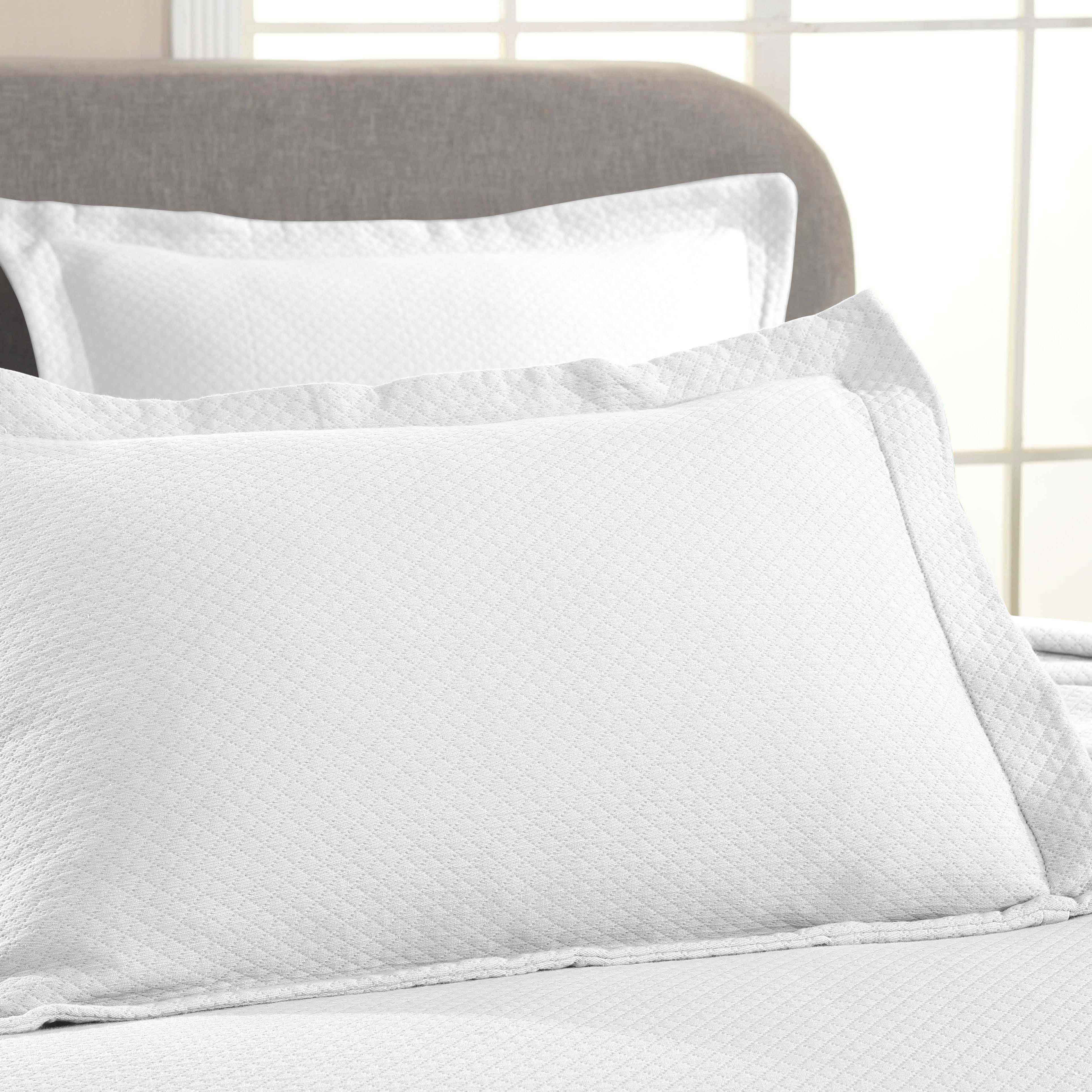 Luxury Jacquard Matelassé Cotton Diamond Solitaire Bedspread Set - Queen Size Bedding Coverlet for Master Bedroom, Guest Room & Hotel Decor