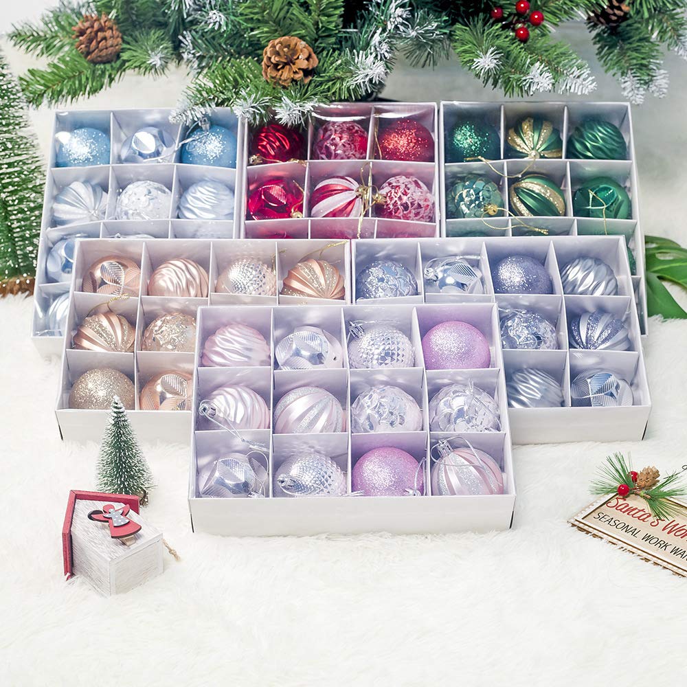 12 Pack Shatterproof Christmas Ball Ornaments - 60mm Blue Hanging Tree Decorations for Holiday, Wedding & Party (Indoor/Outdoor Use) - Perfect for Christmas Trees, Mantels, Wreaths and Festive Home Decor