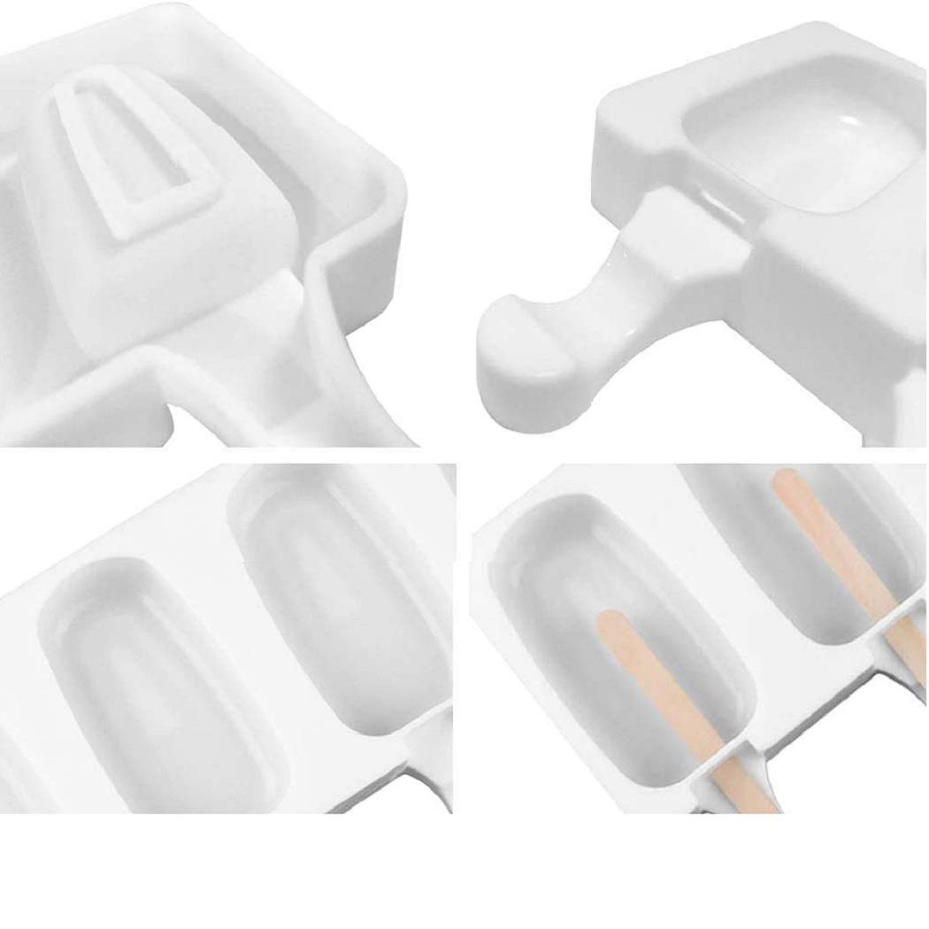 TERXA 4-Cavity Silicone Popsicle Mold with 50 Wooden Sticks - Reusable Ice Cream, Chocolate, Candy & Kulfi Molds for Homemade Treats - Perfect for Birthday Parties, Summer Snacks & DIY Desserts
