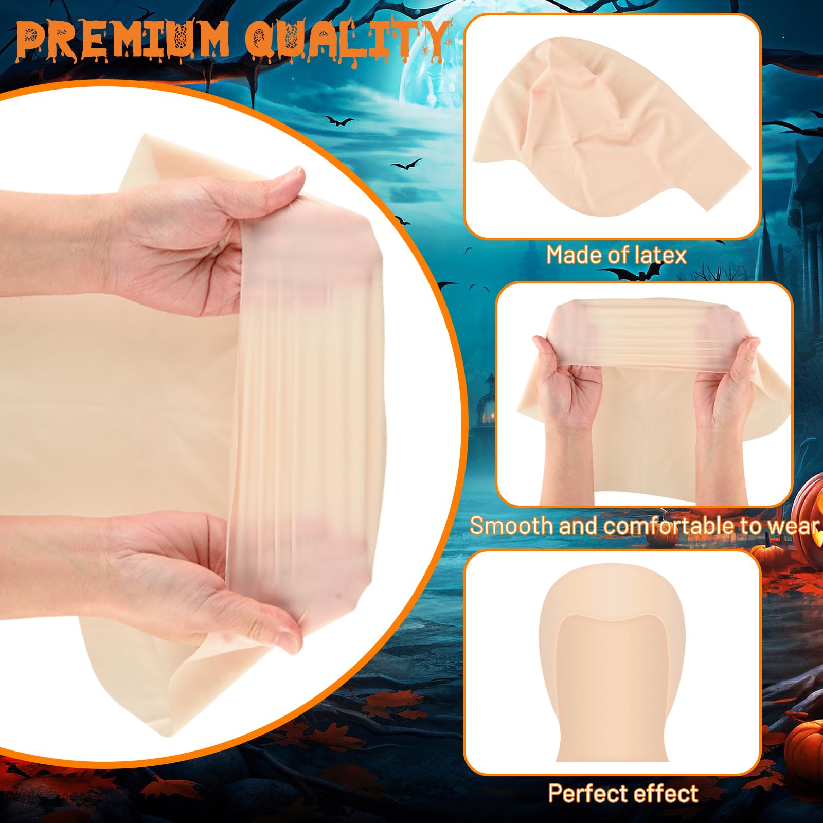 2/4/6/8 Pack Latex Bald Cap for Halloween Costume - Realistic Bald Head Cap for Adults & Women - Perfect for Halloween Parties, Cosplay, and Theatrical Performances
