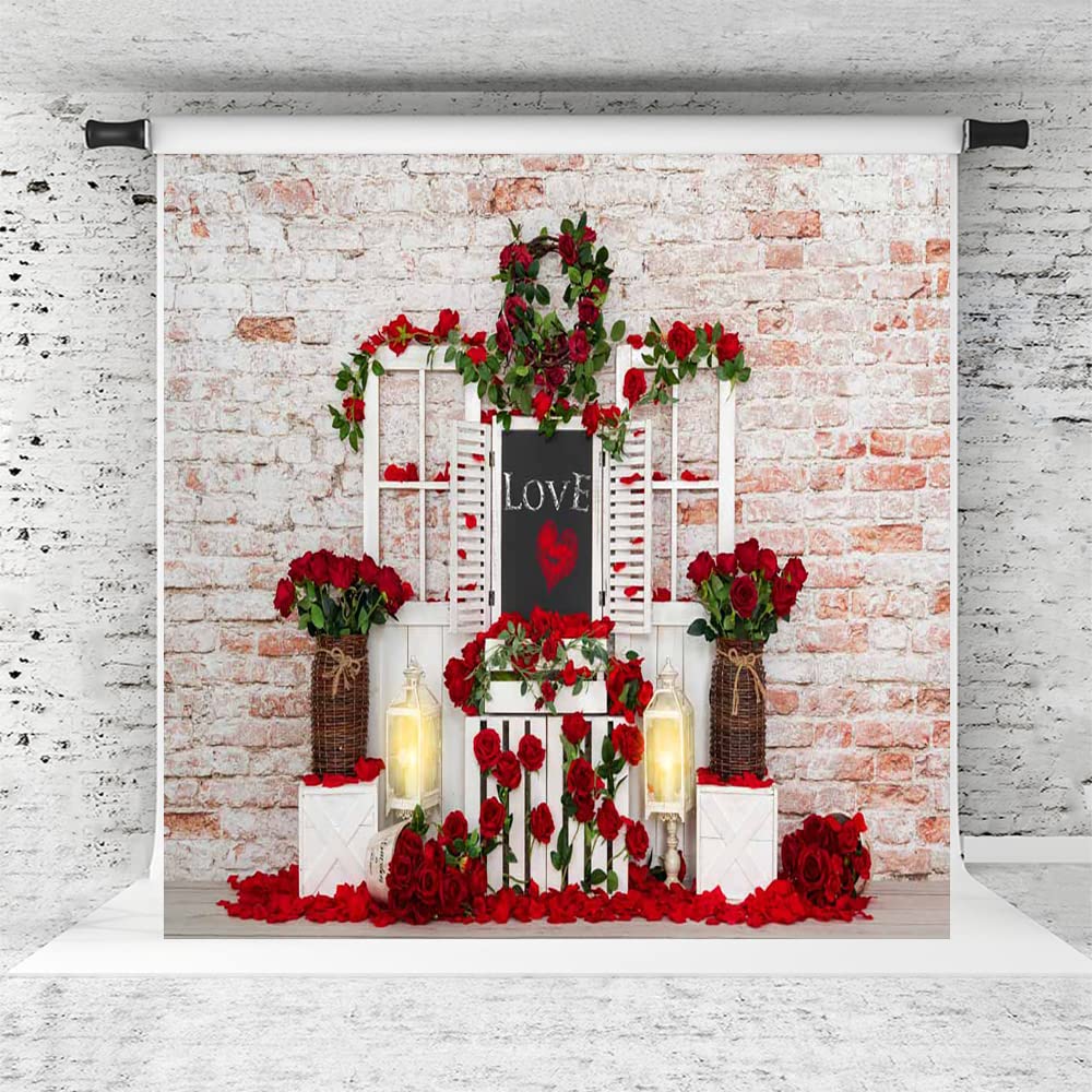Kate Valentines Floral Photo Backdrop - 8x8ft Portrait Background for Valentine's Day Party, Kids Events, Home Decor & Photoshoots | Perfect for Wedding, Birthday & Family Photo Sessions