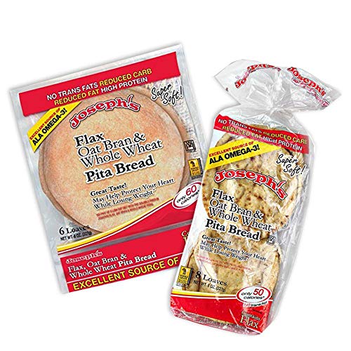 Joseph's Low Carb Pita Bread Bundle - Flax, Oat Bran & Whole Wheat Pita & Mini Pitas | Keto-Friendly, Reduced Carb | Includes Diet Recipes for Healthy Meals & Snacks | Perfect for Sandwiches, Wraps & Party Appetizers