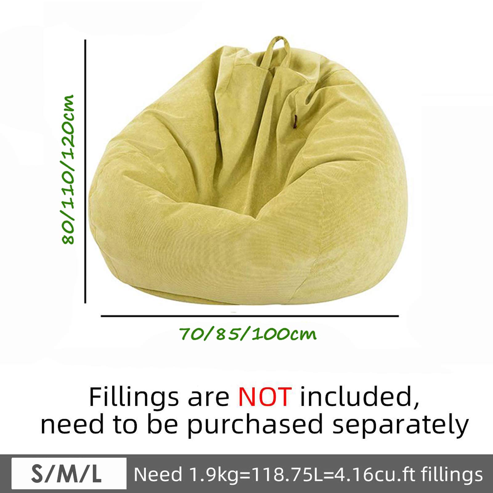 Premium High Back Bean Bag Chair Cover - Thick Cotton Linen Fabric, No Filler Included - Solid Black Color - Perfect for Living Room, Bedroom, Dorm or Game Room Relaxation